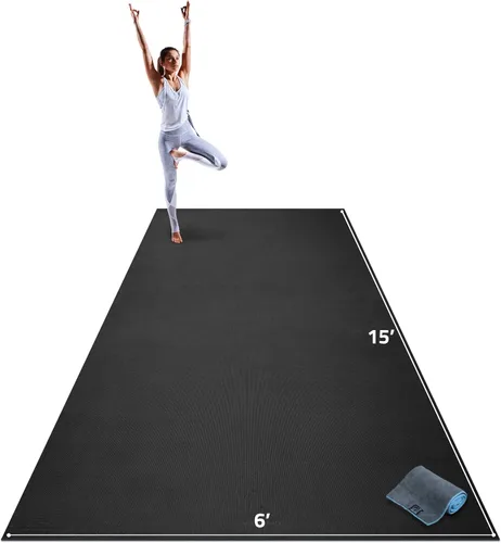 Miniatura 12 de Gorilla Mats Alfombra de yoga extra grande premium – 9x6', 12x6', 15x6' (8 mm) extra gruesa y ultra cómoda, antideslizante, para hacer ejercicio