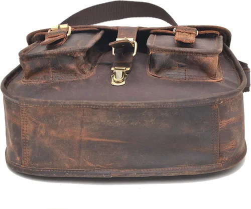 Miniatura 6 de Bolso cruzado de cuero de 14 pulgadas para mujer, bolso de hombro para mujer, bolso de viaje de grano completo, Vintage