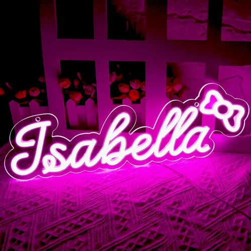 Miniatura 19 de Letrero de neón Emma para decoración de pared, luz LED con nombre para dormitorio de niños, decoración de fiesta de cumpleaños, tamaño 11.8 x 5.1