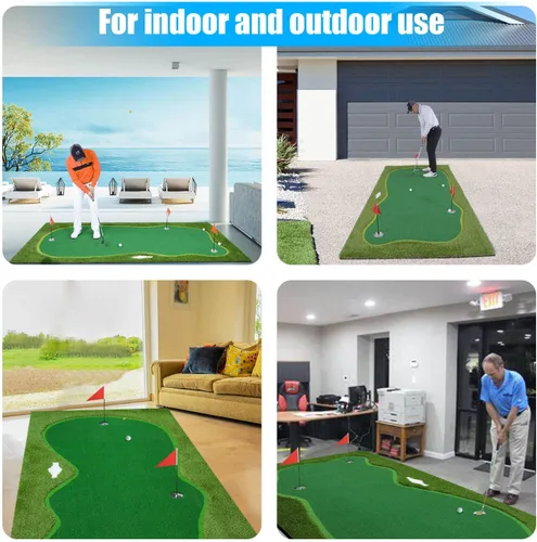 Miniatura 5 de Golf Putting Verde/Mat-Golf Training Mat - Alfombrilla profesional de práctica de golf - Putter largo desafiante verde para interiores y exteriores