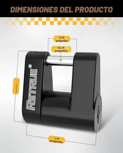 Miniatura 3 de RETRUE Candado de Acoplador de Lengüeta de Remolque, Candado de Enganche de Remolque, Diámetro 1/4 Pulgada, Extensión 3/4 Pulgada para Acoplador