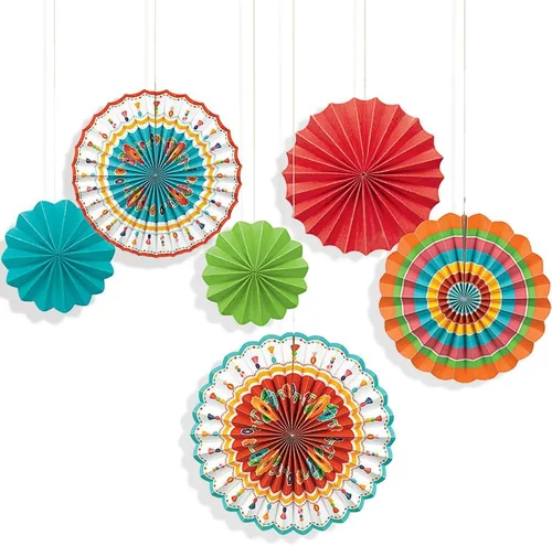 Abanicos de papel decorativos para fiestas Amscan, Multicolor
