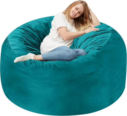 Miniatura 74 de Homguava - Sillón puff de 3 pies Sillón estilo puff grande de 3 pulgadas con relleno de espuma viscoelástica, sofá suave con funda de terciopelo