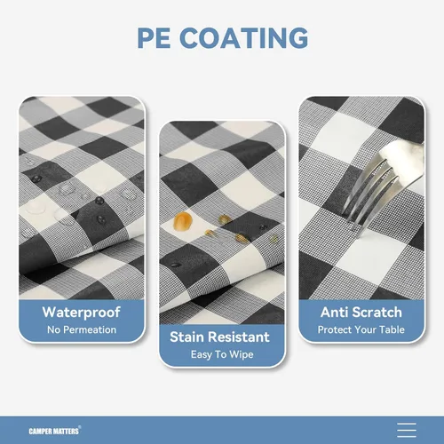 Miniatura 5 de Funda para Mesa de Picnic y Fundas para Bancos, Mantel Ajustado con Borde Elástico, Resistente al Agua y Aceite, para Exteriores, Jardín, Camping