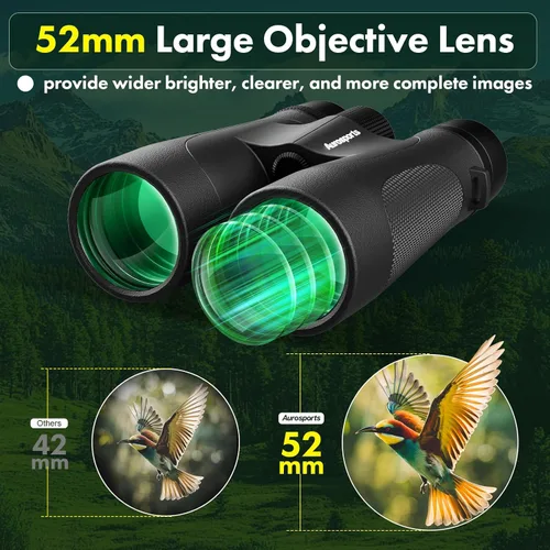 Miniatura 5 de Aurosports Prismáticos impermeables de 15 x 52 pulgadas para adultos, visión grande, binoculares de alta potencia con relleno de nitrógeno IPX7