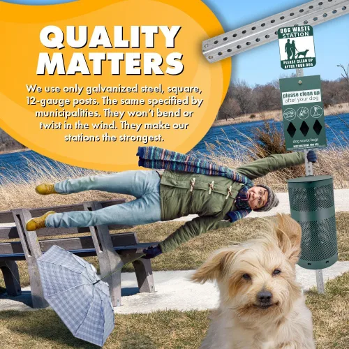 Miniatura 3 de ZERO WASTE USA NUEVA 2026 DISPENSE-ART™ Estación de basura para perros de aluminio con impresión UV de 7 pies - Sin bote de basura - 25% más