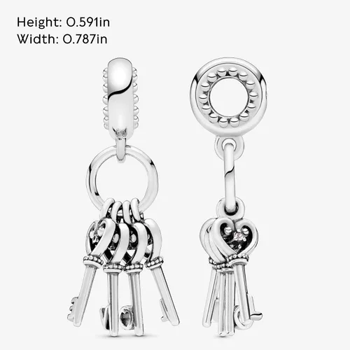 Miniatura 5 de PANDORA Joyas Llaves del amor colgantes de cristal y circonitas cúbicas en plata de ley, Metal Cristal, Circonita Cúbica