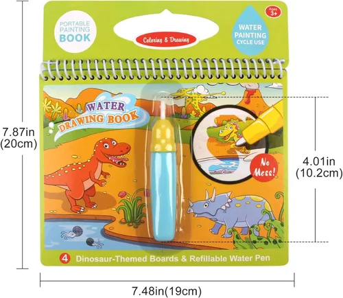 Miniatura 7 de Libros de dibujo de agua, libros para colorear sin desorden para niños pequeños, tablero de pintura de garabatos de agua con bolígrafo, juguetes