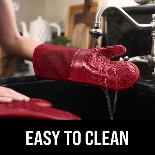 Miniatura 6 de HOMWE - Manopla de horno profesional de silicona, guantes con forro acolchado, agarraderas resistentes al calor, guantes flexibles para horno, 1