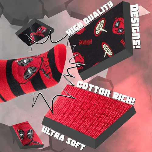 Miniatura 3 de Marvel Calcetines suaves y transpirables para hombre, paquete de 5 unidades, longitud a la pantorrilla, regalos para hombres