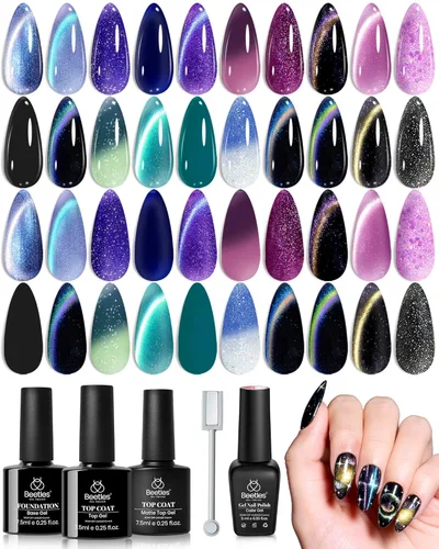 Miniatura 11 de Beetles - Juego de esmaltes de uñas de gel, 20 colores, colección Cozy Campfire Shade, juego de esmaltes de gel naranja, amarillo, verde, marrón