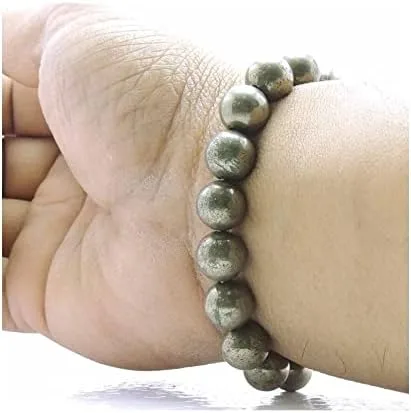 Miniatura 4 de Pulsera de cuentas de pirita - joyería de astronomía, cuentas de piedra natural AAA de 0.315 in, Gema, Ágata