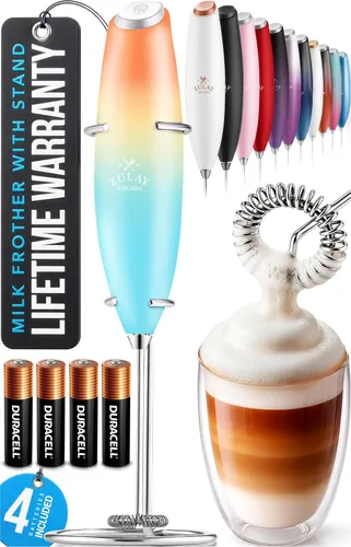 Miniatura 9 de Zulay Kitchen Espumador de leche de mano con pilas Duracell AA – Mezclador eléctrico ultrarrápido y creador de espuma, mezclador de bebidas fácil