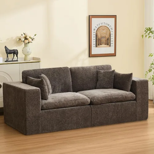 Miniatura 24 de Sofá modular sin hueso de 115 pulgadas, sofá modular modular con otomana, tapizado de gran tamaño, convertible, cómodo sofá de felpilla de 4 plazas