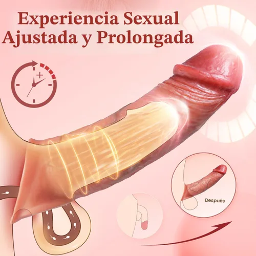 Miniatura 5 de Funda para Pene Vibrador de Funda para Polla - FYSHAVO 5 en 1 Juguetes Sexuales Masculinos Realistas para Adultos para Hombres Extensor de Pene