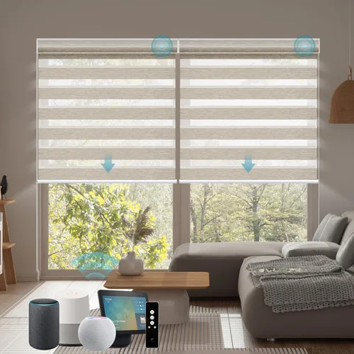 Miniatura 12 de SmartWings - Persianas motorizadas de cebra con control remoto, persianas de filtrado de luz inteligentes y semitransparentes para ventanas