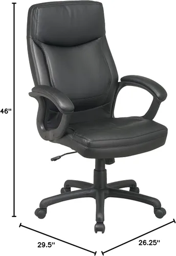 Miniatura 2 de Office Star EC Series - Silla de oficina ajustable de cuero regenerado ejecutivo con respaldo alto y asiento de contorno acolchado grueso y control