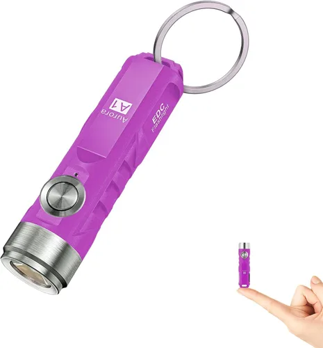 RovyVon Aurora A1 G4 - Linternas recargables con llavero USB C, 650 lúmenes, mini linterna EDC brillante, IPx6, múltiples funciones, pequeña Púrpura