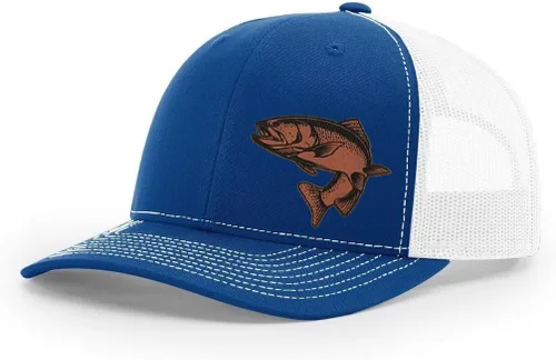 Miniatura 26 de Sombrero de pesca de trucha con parche de cuero grabado láser Richardson 112 Snapback Trucker Cap