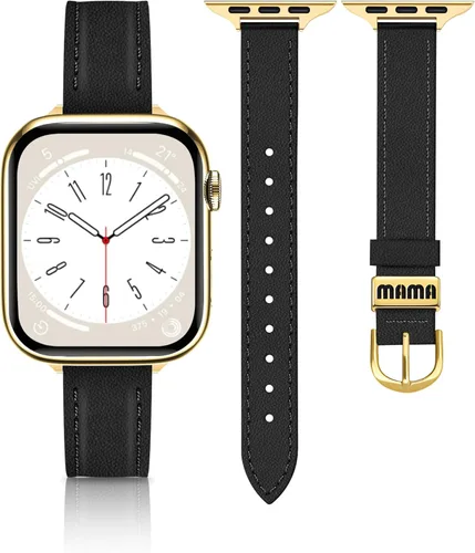 Miniatura 46 de JR.DM Correas de cuero delgadas compatibles con Apple Watch Band 1.496 in 1.575 in 1.614 in 1.654 in 1.732 in 1.772 in 1.811 in 1.929 in, correa