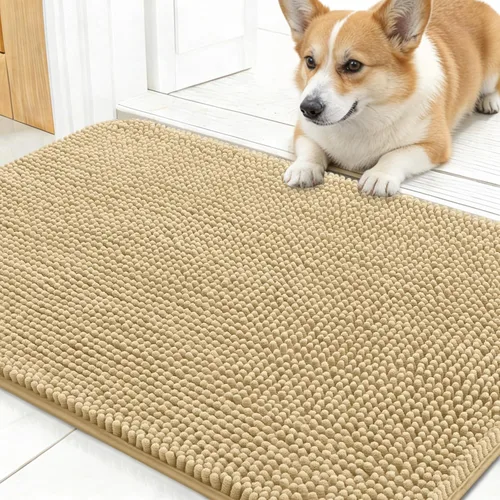 OLANLY - Tapete para puerta de perro y patas sucias, absorbe la humedad y la suciedad, antideslizante, lavable, de felpilla de secado rápido, para