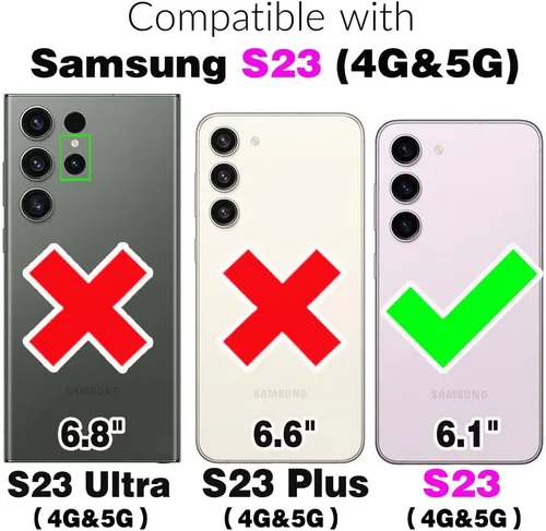 Miniatura 2 de Asuwish Funda protectora para Samsung Galaxy S23 5G con protector de pantalla de vidrio templado y accesorios de celda, protección de doble capa