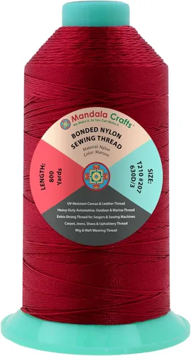 Miniatura 241 de Mandala Crafts - Hilo de nailon para coser cuero, tapicería, mezclilla y para trenzar el pelo; resistente, 1500 yardas, tamaño 69 T70 Marrón