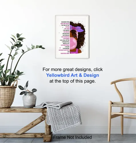 Miniatura 6 de Arte de pared de niña afroamericana, arte negro, decoración de pared con citas positivas inspiradoras, póster de afirmaciones positivas, decoración