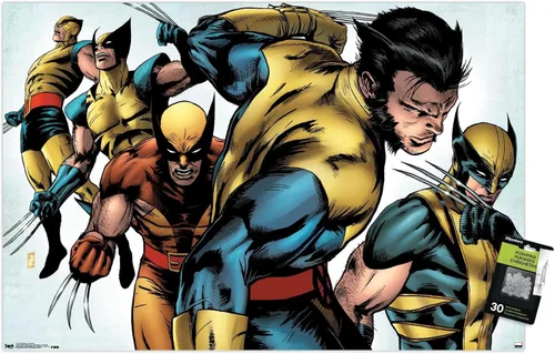 Marvel Comics - Póster de pared con pasadores de presión de Wolverine Paquete de póster y pin de empuje