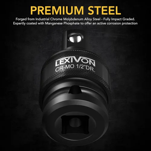 Miniatura 2 de LEXIVON Juego de llaves giratorias universales de impacto premium Diseño de resorte esférico de 3 piezas con accionamiento de junta en U de 1/2