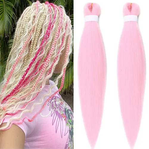 Miniatura 8 de Cabello para Trenzar Naranja Jengibre Pre-Estirado Kanekalo Cabello para Trenzar Pre-estirado 26 pulgadas Extensiones de Cabello Sintético