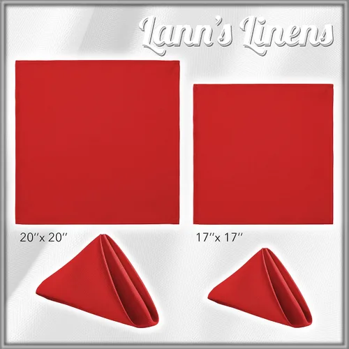 Miniatura 8 de Lann's Linens. 12 servilletas de 17 pulgadas. Servilletas de gamuza con bordes ribeteados, varios colores disponibles. Rojo