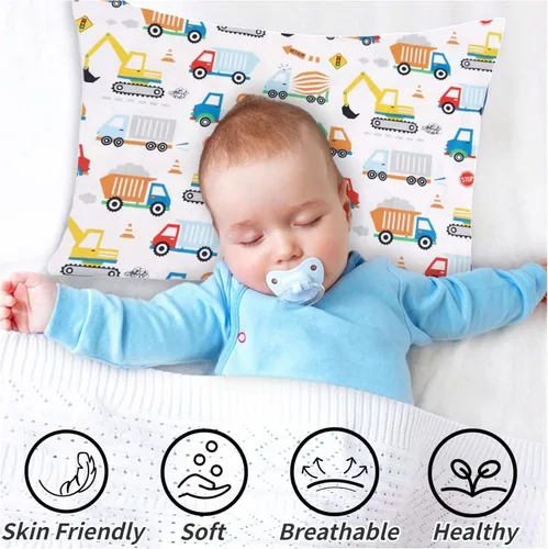 Miniatura 4 de Fundas de almohada para bebés y niños pequeños, con patrón de Trcuk, funda de almohada para niños y almohadas de viaje de 13 x 18 pulgadas, 14 x 19