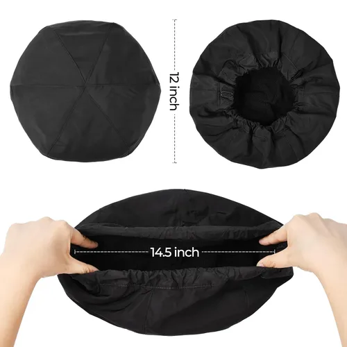 Miniatura 6 de Gorro de ducha para mujer, gorro de baño negro, reversible, grande, impermeable, ajustable, forro de rizo y banda elástica, dobladillo elástico