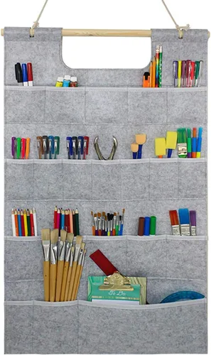 Bolsa de almacenamiento para colgar en la pared con bolsillos, estantes para accesorios de cocina, estante de almacenamiento de herramientas de Gris