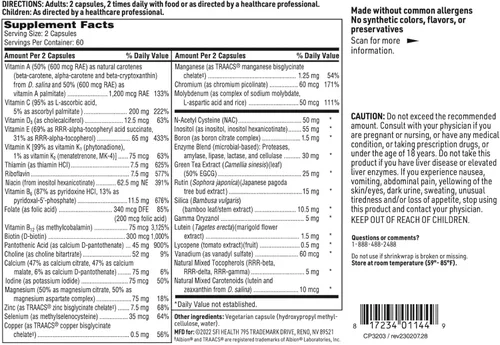 Miniatura 5 de Klaire Labs SFI Health Core Multi - Suplemento multimineral y multivitamínico sin hierro, vitaminas y minerales quelados con carotenoides mixtos