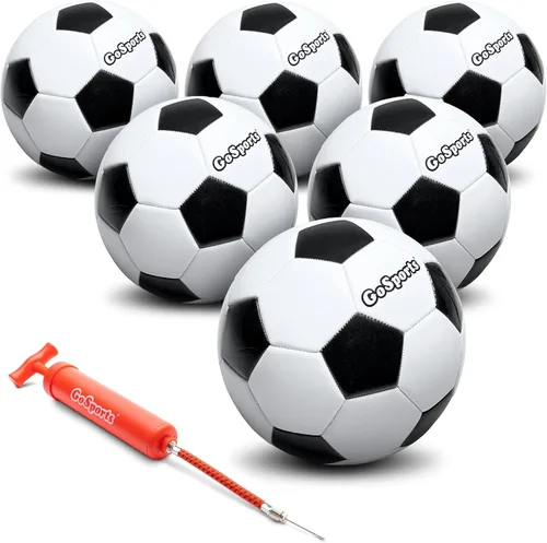 Miniatura 7 de GoSports - Bolas de fútbol clásicas en negro y blanco - Individual o paquete de 6 - Tallas 3, 4, 5 con bomba para inflar
