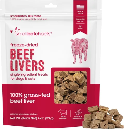 Miniatura 11 de smallbatch Pets Premium - Golosinas de corazón de res liofilizadas para perros y gatos, 3.5 onzas, fabricadas y obtenidas en los Estados Unidos, un
