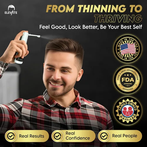 Miniatura 7 de Elevate Tratamiento de crecimiento del cabello 5% Minoxidil Spray para hombres – Fórmula clínicamente probada de rápida absorción para pérdida