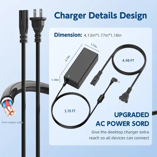 Miniatura 6 de Cargador para portátil de 65 W, 19 V, 3.42 A, compatible con Toshiba Satellite C55 L755 y P755 Series Adaptador de CA de enchufe redondo con un