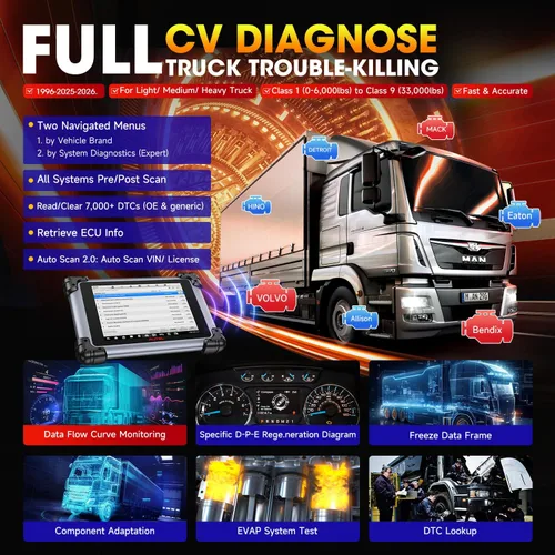 Miniatura 7 de Autel MaxiSYS MS908CV II: 2026 escáner de camiones de servicio pesado, igual que MS909CV V2.0 MS908CV, J2534 Pr0-grammer, ECU C0ding, Herramienta