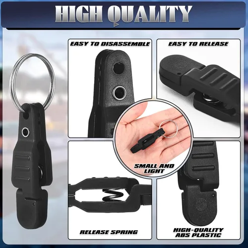 Miniatura 4 de Honoson 20 clips de liberación a presión de tensión pesada, clips de liberación acolchada, clips de arrastre con llavero para tablero de cepillado