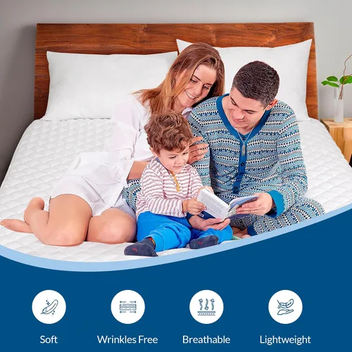 Miniatura 5 de Royale Linens Cubrecolchón tamaño Queen – Protector de colchón acolchado suave – Bolsillo profundo ajustable que se adapta a hasta 16 pulgadas