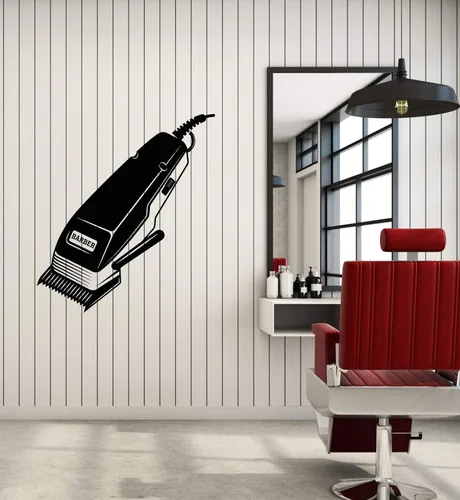 Vinilo adhesivo de pared Máquina de corte de pelo Peluquería Peluquería Peluquería Pegatinas Decoración grande (3021ig) Negro