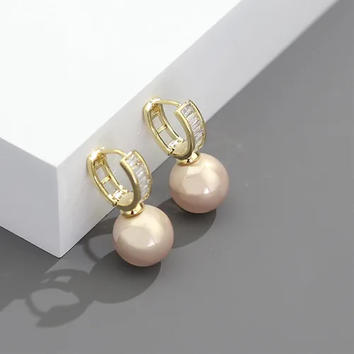 Miniatura 2 de LANFUNI Aretes de aro de perlas, aretes de gota de perlas para mujer, aretes brillantes de moda, joyería de Stament