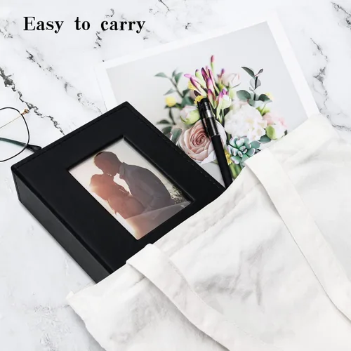 Miniatura 4 de Vienrose Álbum de fotos de 4 x 6 pulgadas con capacidad para 100 fotos, cubierta de piel sintética con 100 bolsillos horizontales, álbum de fotos