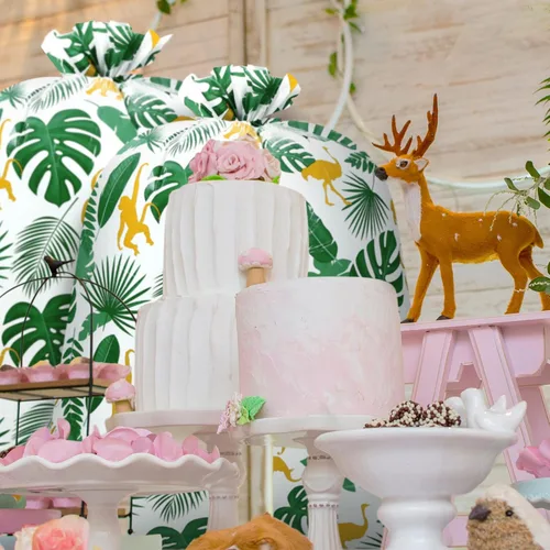 Miniatura 6 de Teling 2 bolsas de regalo extra grandes de 80 x 60 pulgadas para baby shower, selva, safari, animales, bolsas de regalo de plástico para regalos