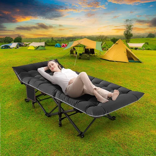 Miniatura 2 de NAIZEA Catres plegables para adultos, catre plegable con colchón, cama plegable para camping, catre militar portátil, catres de dormir Oxford