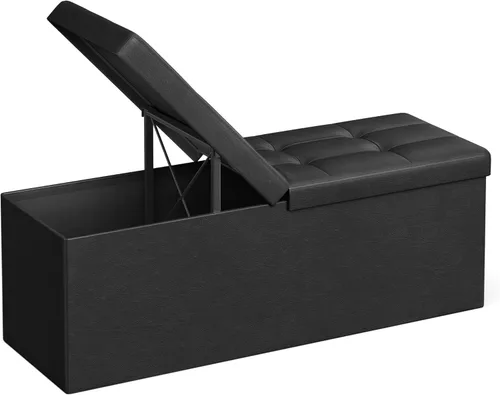 Miniatura 17 de SONGMICS Colección MAZIE - Banco otomano de almacenamiento de 43 pulgadas con tapa abatible, baúl de almacenamiento con soporte de marco de hierro