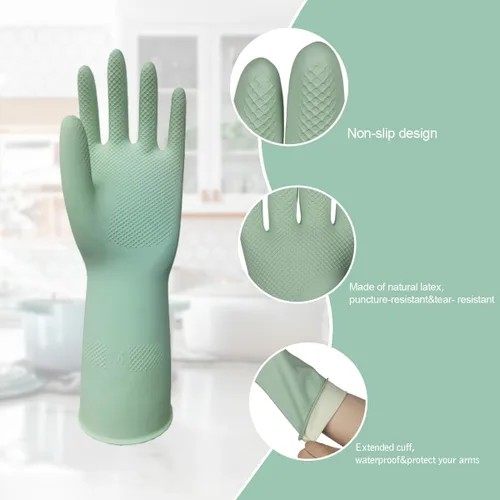 Miniatura 2 de DOSEWART 4 pares de guantes de limpieza de goma, guantes de cocina para lavar platos, diseño de agarre antideslizante para limpieza